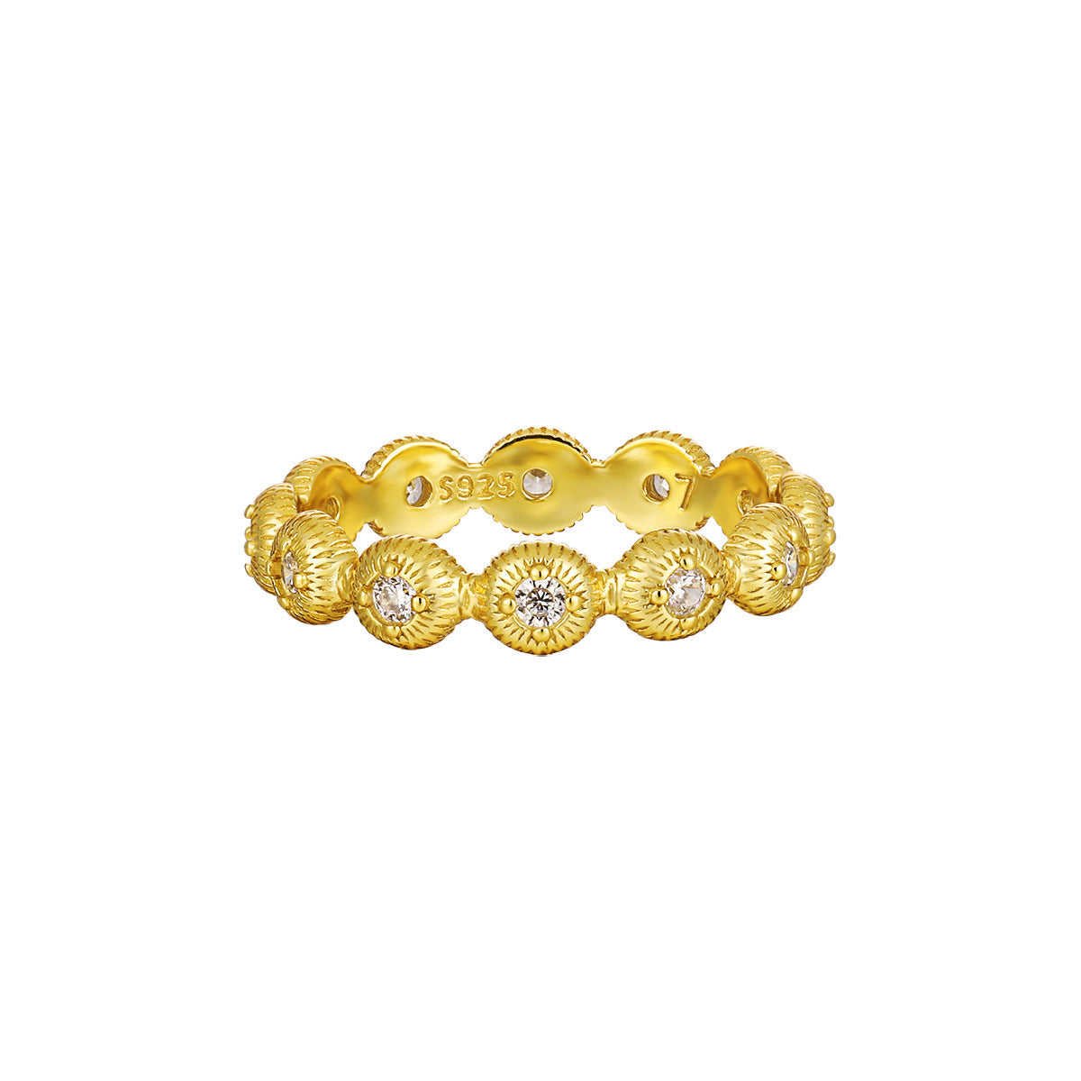 Textured Zircon Silver Stacking Ring OPHRASTUDIO
