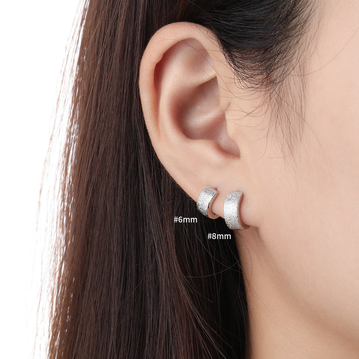 Textured Wide Silver Huggie Earrings OPHRASTUDIO