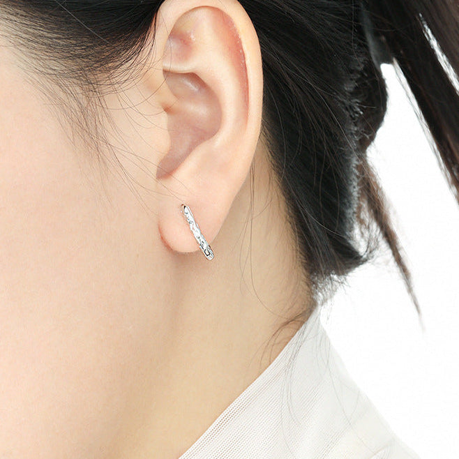 Textured Flow Sterling Silver Hoop Earrings