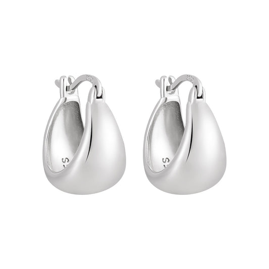 Polished U-Shape Wide Silver Hoop Earrings OPHRASTUDIO