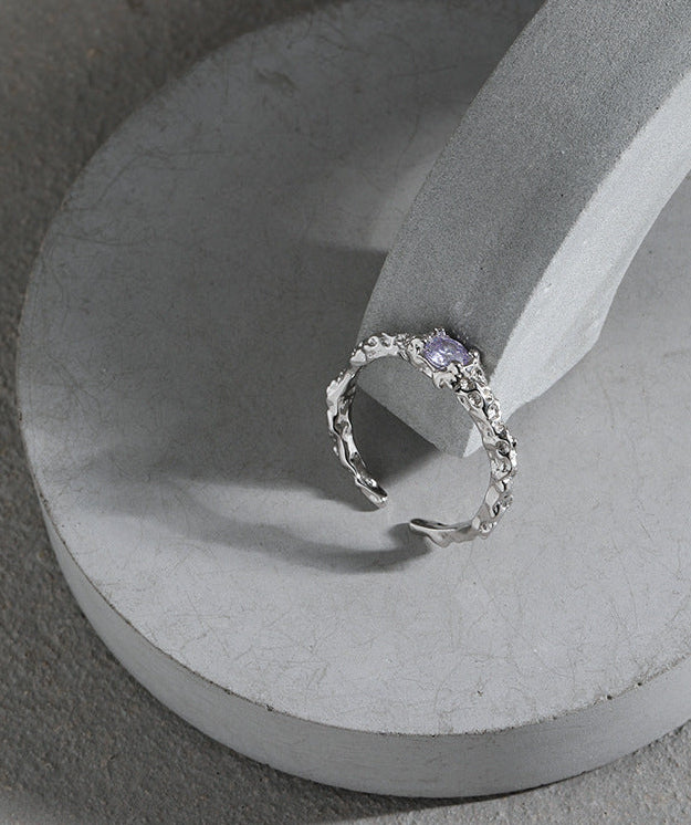 Twilight Spark Pavé Silver Stacking Ring OPHRASTUDIO