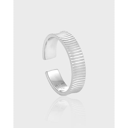 Retro Line Texture Silver Band Ring OPHRASTUDIO
