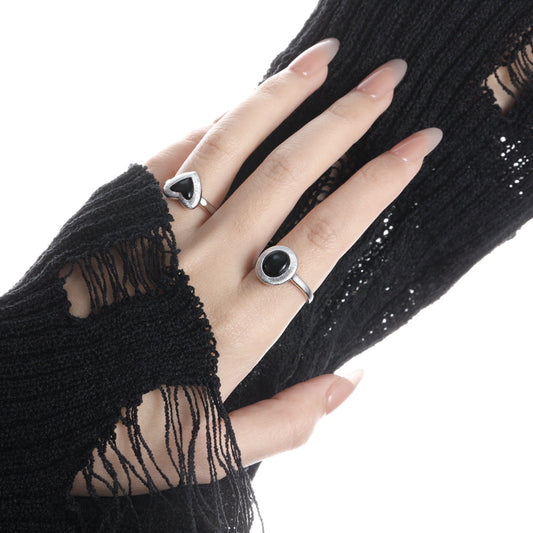 Matte Brushed Black Onyx Statement Ring OPHRASTUDIO