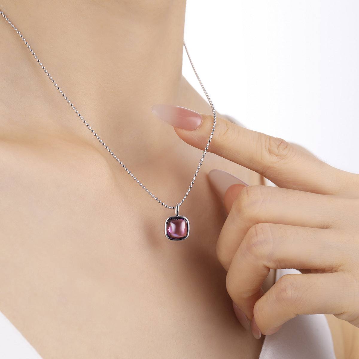 Ametrine Glow Natural Amethyst Silver Necklace OPHRASTUDIO