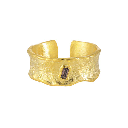 Sculpted Edge Baguette Zirconia Statement Ring OPHRASTUDIO