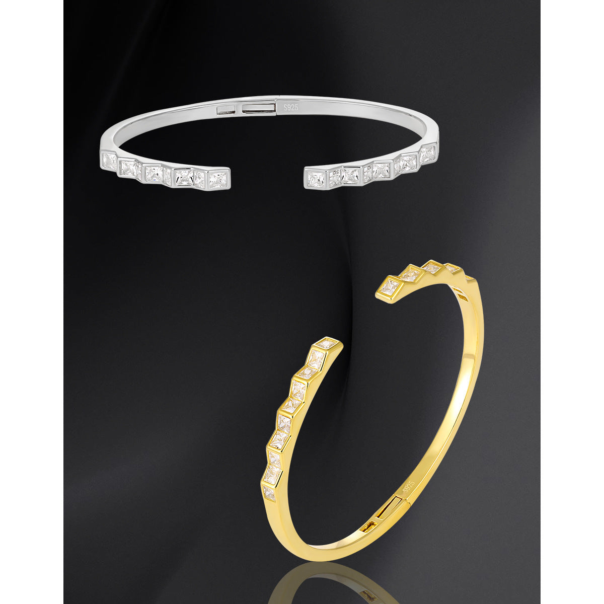 Geometric Square-Cut Open Cuff Bracelet OPHRASTUDIO