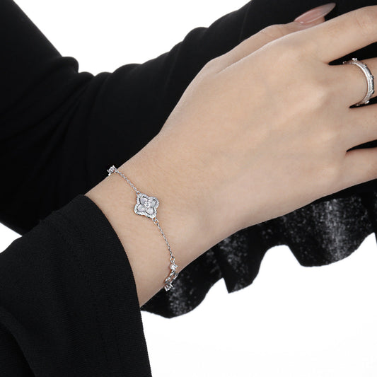 Mother-of-Pearl Clover Silver Bracelet OPHRASTUDIO