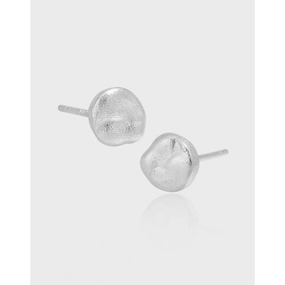 Minimal Muse Textured Tiny Silver Stud Earrings OPHRASTUDIO