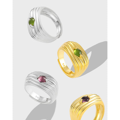 Ripple Crest Glass Stone Statement Ring OPHRASTUDIO