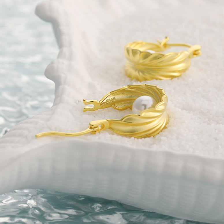 Pearl Seaweed Hoop Earrings OPHRASTUDIO
