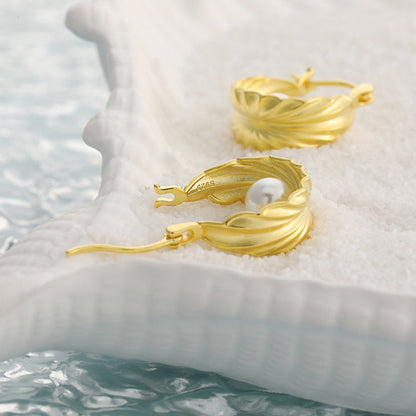 Pearl Seaweed Hoop Earrings OPHRASTUDIO