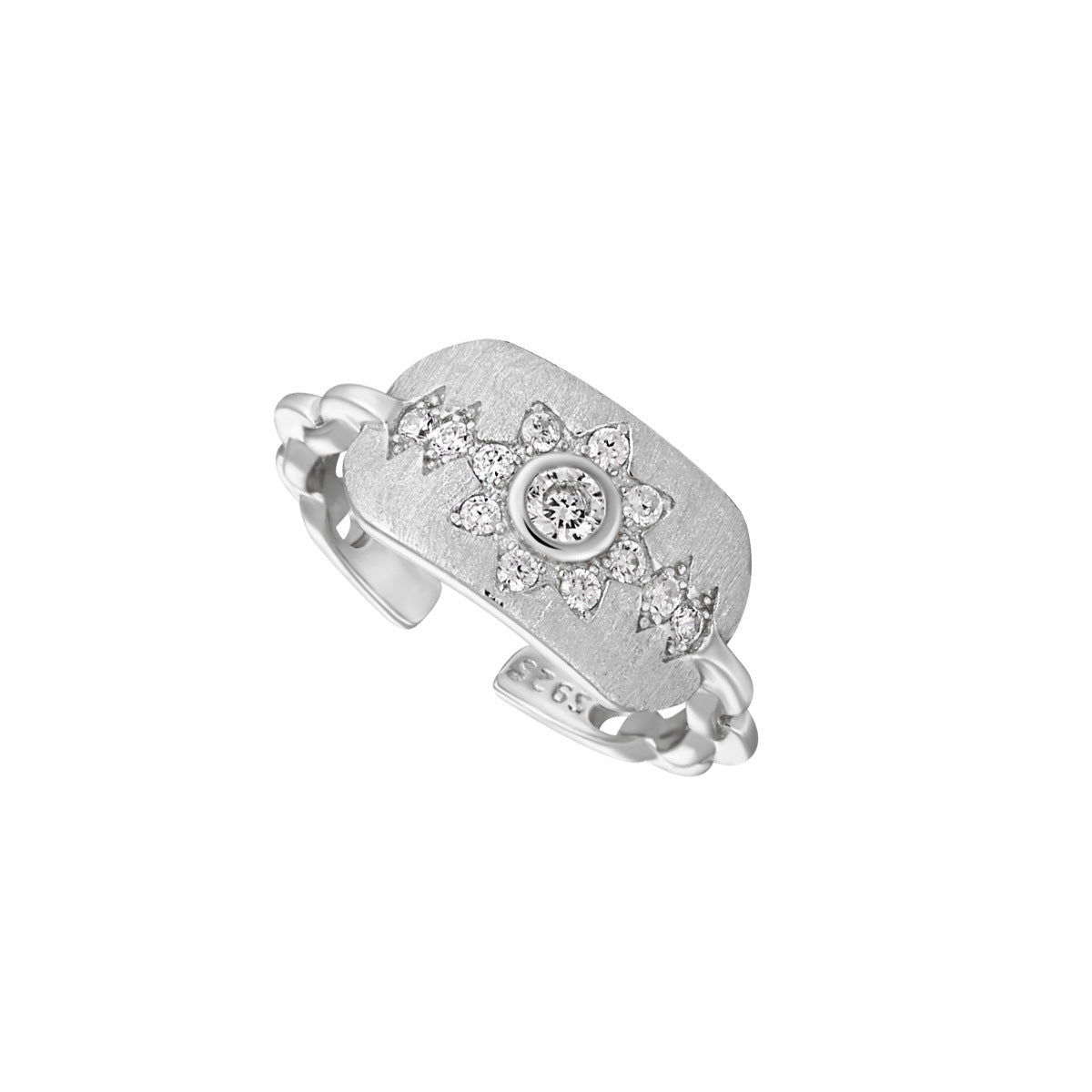 Sunflower Sparkle Silver Signet Ring OPHRASTUDIO