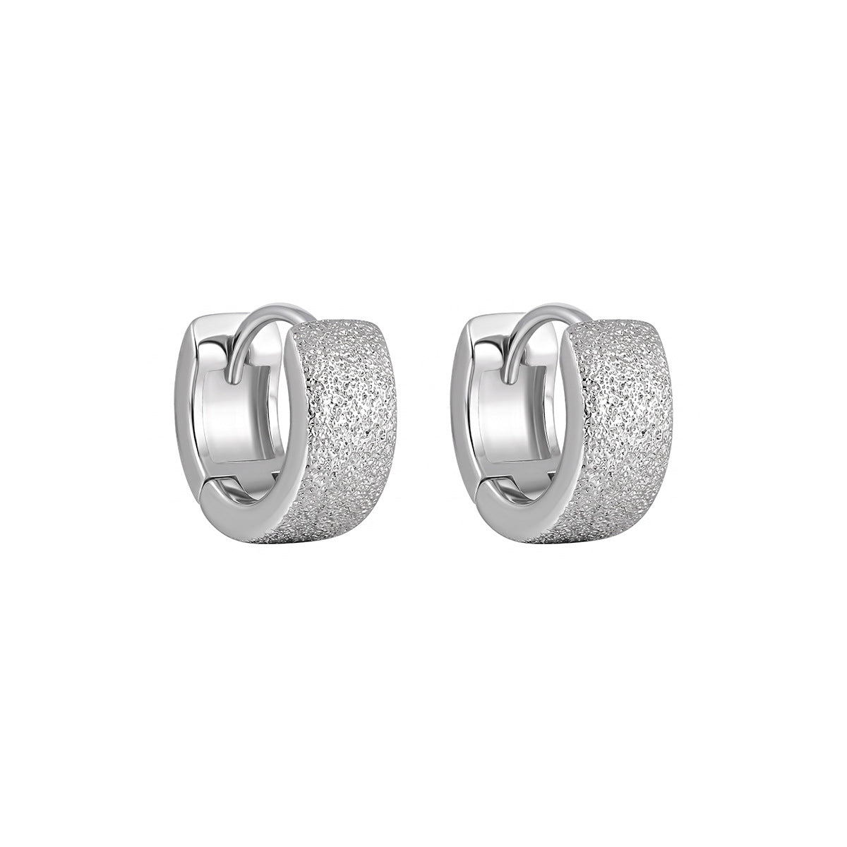 Textured Wide Silver Huggie Earrings OPHRASTUDIO