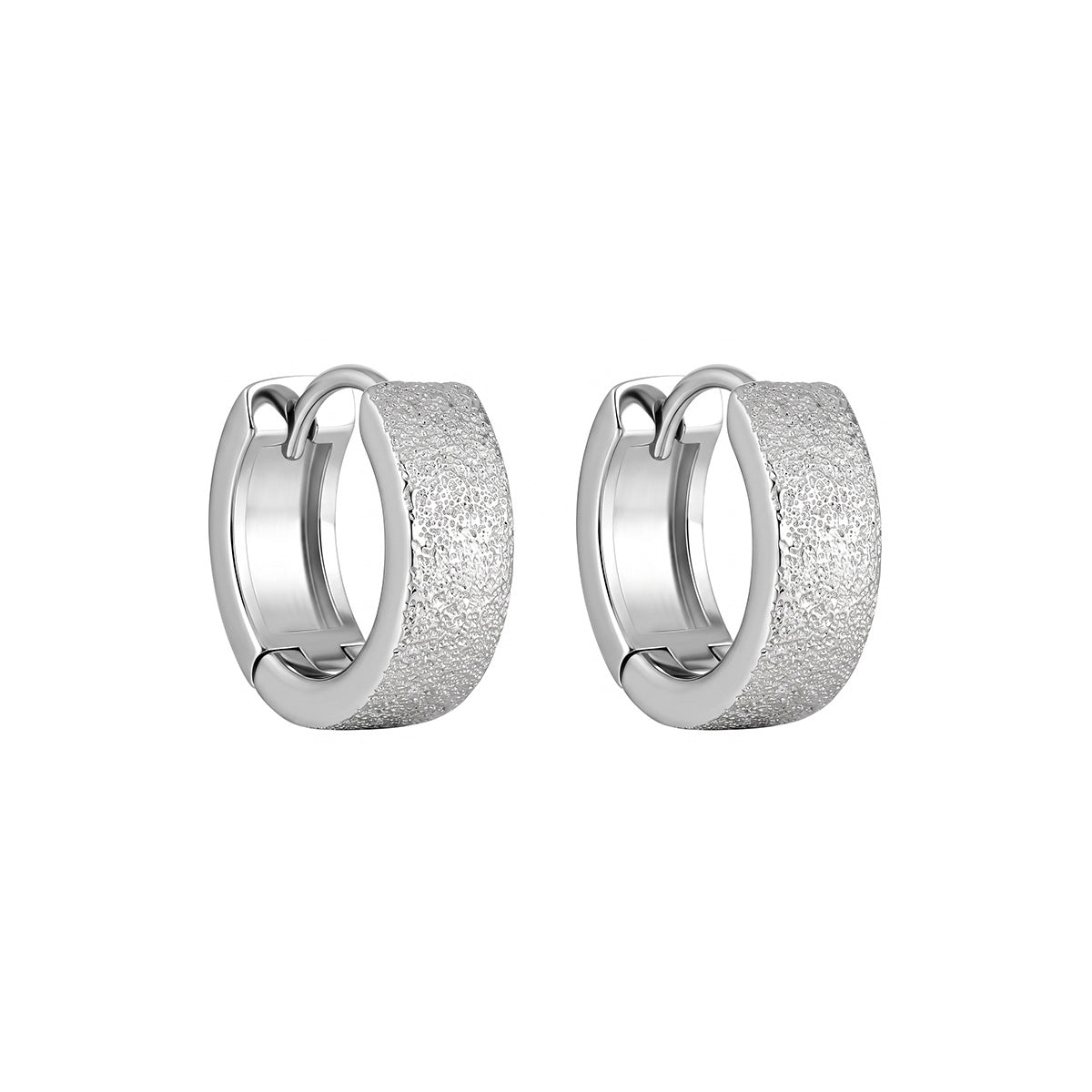 Textured Wide Silver Huggie Earrings OPHRASTUDIO