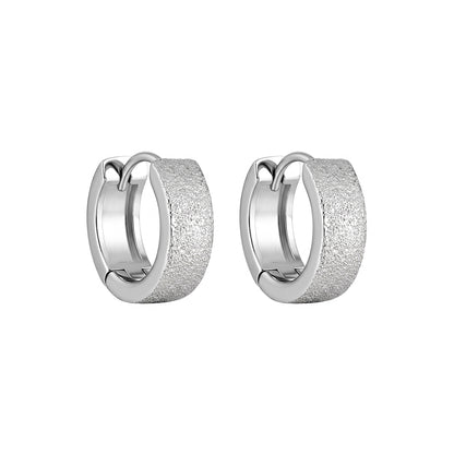 Textured Wide Silver Huggie Earrings OPHRASTUDIO