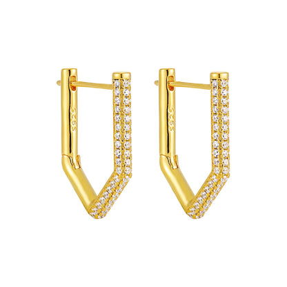 Geometric Pavé Edge Hoop Earrings