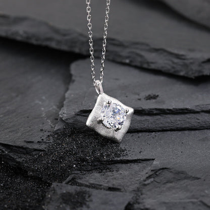 Square Solitaire Pendant Necklace OPHRASTUDIO