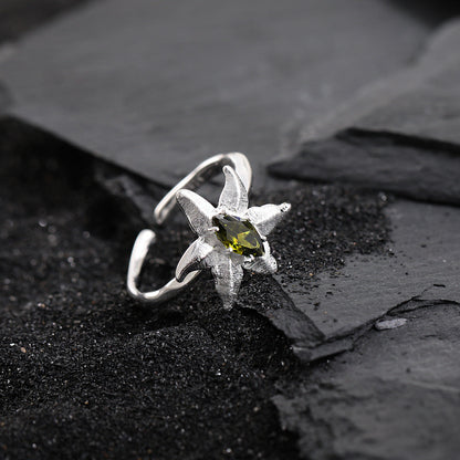 Peridot Starfish Statement Ring OPHRASTUDIO