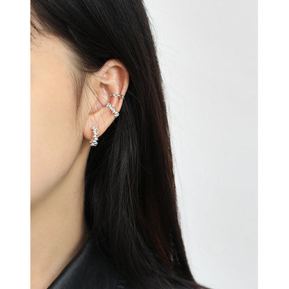 Beaded Sterling Silver Ear Cuff Earring OPHRASTUDIO