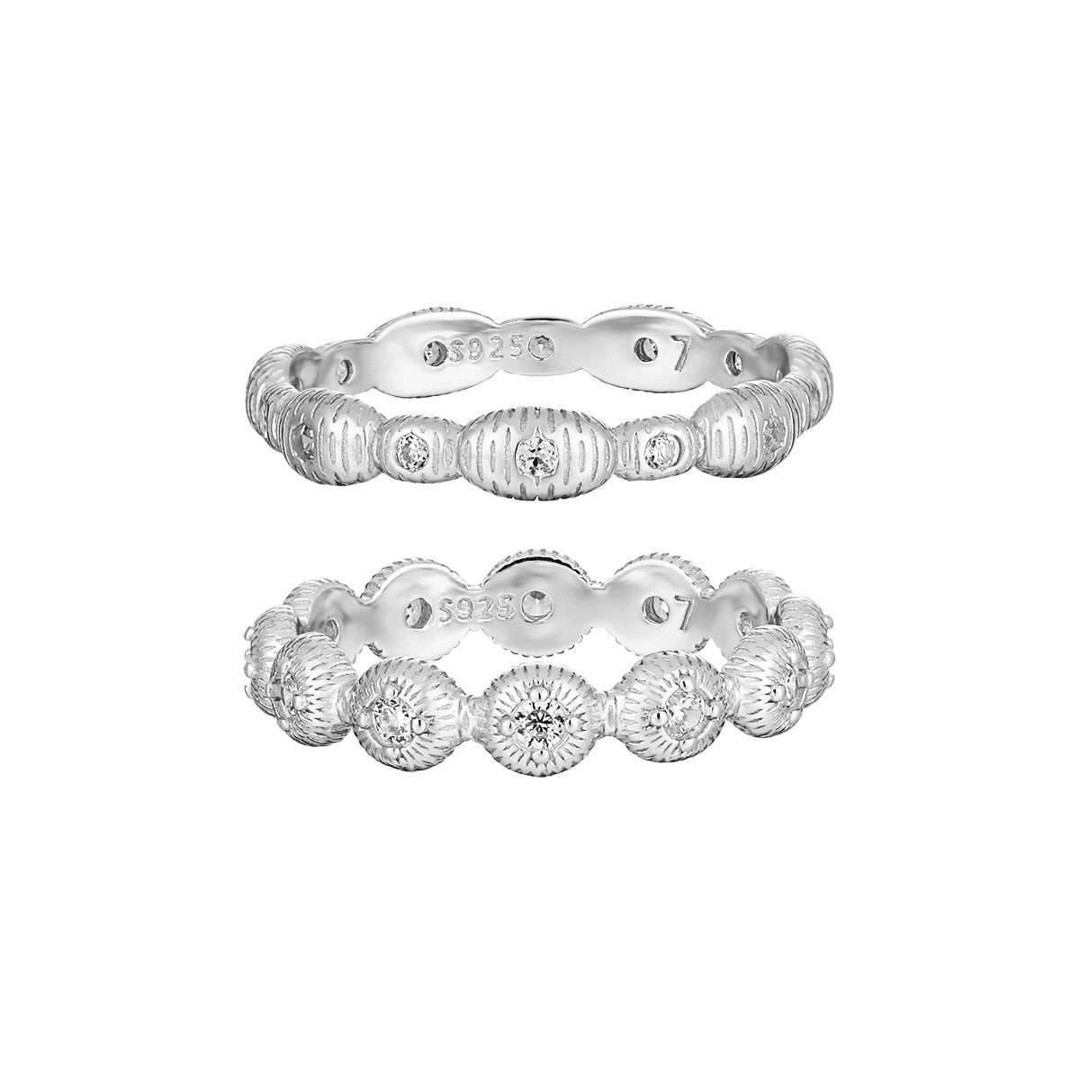 Textured Zircon Silver Stacking Ring OPHRASTUDIO