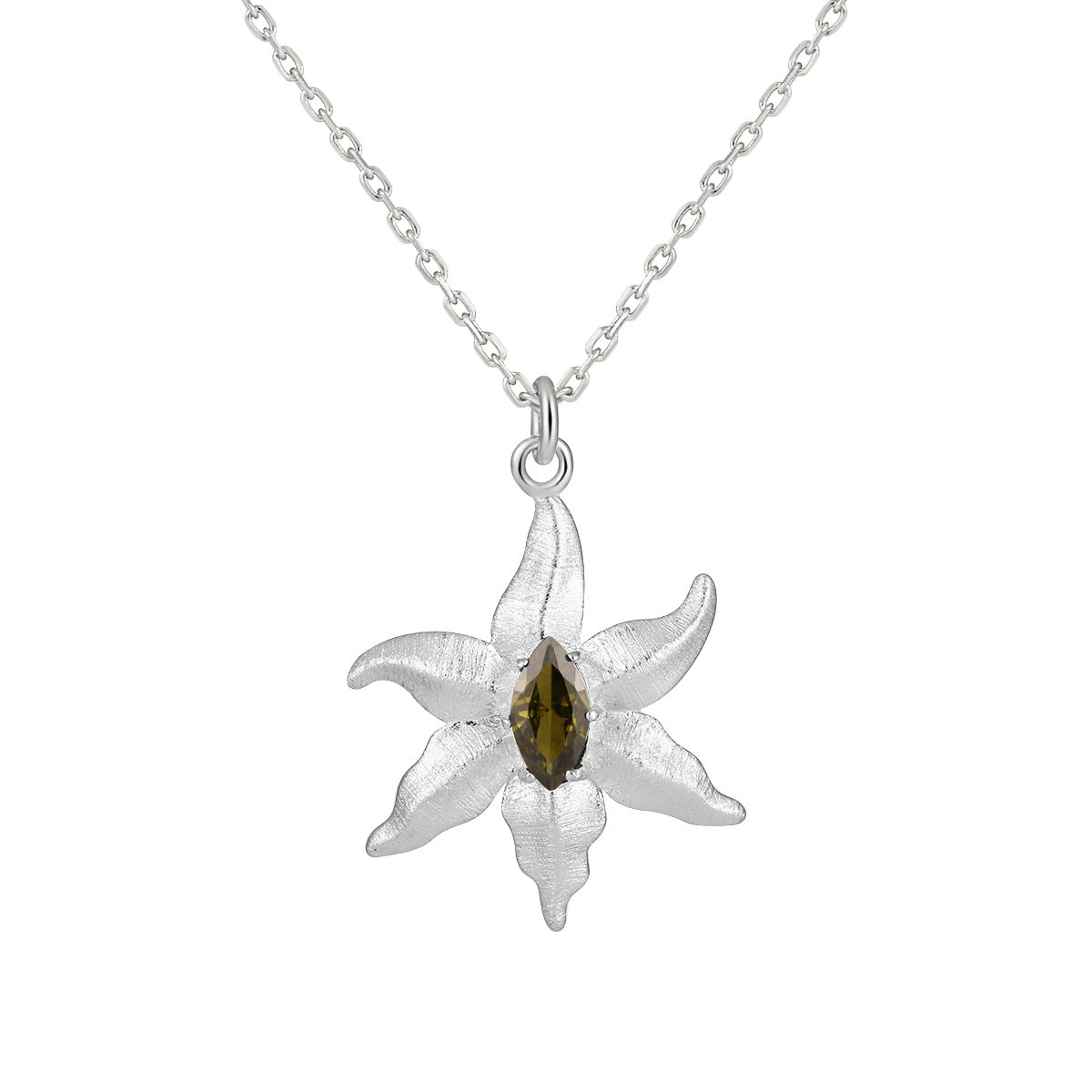 Peridot Starfish Pendant Necklace OPHRASTUDIO