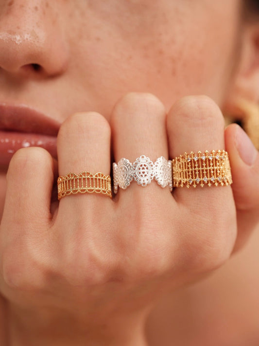 French Embroidered Lace Hollow Vintage Ring OPHRASTUDIO