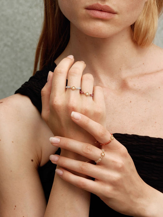 Fields of Summer Clover Braided Silver Ring OPHRASTUDIO