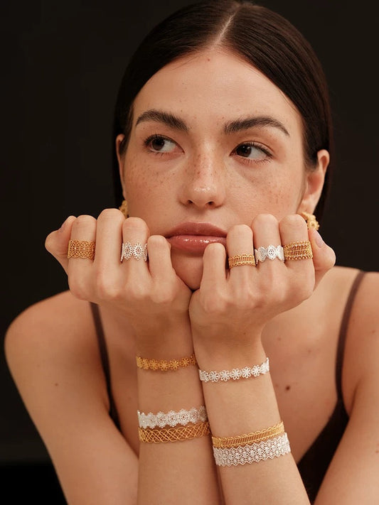 Lace-Pattern Open Cuff Bracelet OPHRASTUDIO